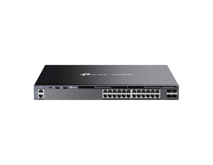 TP-Link 24-Port Omada Gigabit Stackable Managed preklopnik (Switch) L3, 4×10 Gbps SFP+, 2xUSB 2.0, 1×RJ45 Console Port, 1×USB-C Console Port, 1×RJ45 Management Port 