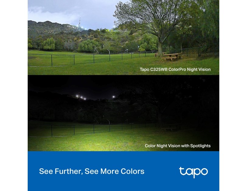 TP-Link Tapo C325WB ColorPro kamera 2K QHD 4MP, H.264, Color-Pro Night Vision, microSD, 2×Spotlights, dvosmjerni audio, detekcija pokreta, vodootporna IP66, Wi-Fi, Tapo app