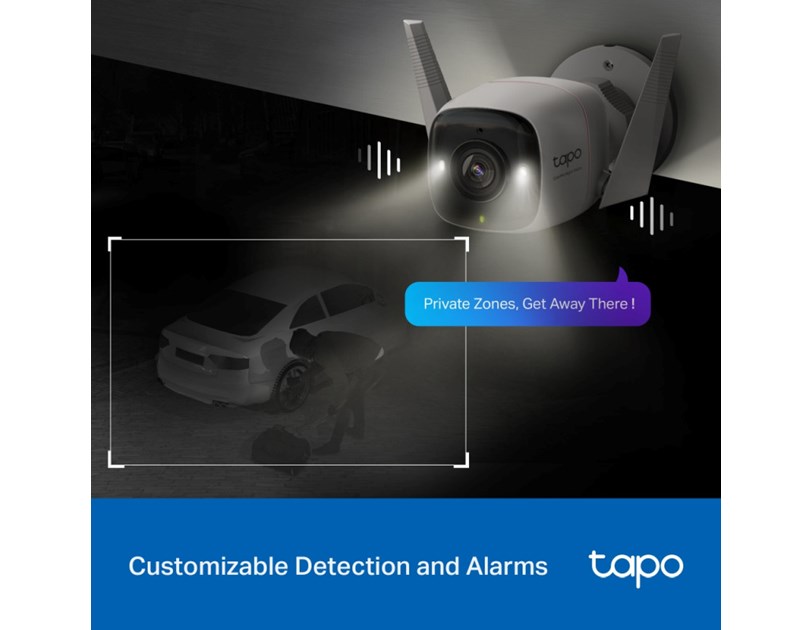 TP-Link Tapo C325WB ColorPro kamera 2K QHD 4MP, H.264, Color-Pro Night Vision, microSD, 2×Spotlights, dvosmjerni audio, detekcija pokreta, vodootporna IP66, Wi-Fi, Tapo app