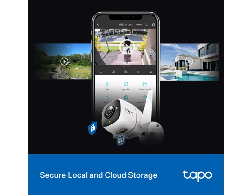 TP-Link Tapo C325WB ColorPro kamera 2K QHD 4MP, H.264, Color-Pro Night Vision, microSD, 2×Spotlights, dvosmjerni audio, detekcija pokreta, vodootporna IP66, Wi-Fi, Tapo app