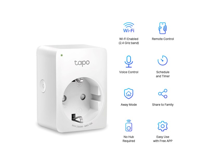 TP-Link Tapo P100-2 WiFi Smart Plug (2 pack) 2.4GHz, 802.11b/g/n, BT4.2, Tapo app, Wi-Fi kontrola, Timer/Schedule postavke, Glasovna kotrola Amazon Alexa/Google Assistant 