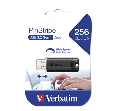 Verbatim PinStripe 256GB USB3.2 Gen1, crni