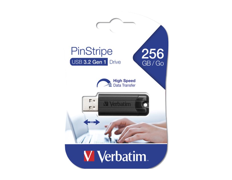 Verbatim PinStripe 256GB USB3.2 Gen1, crni