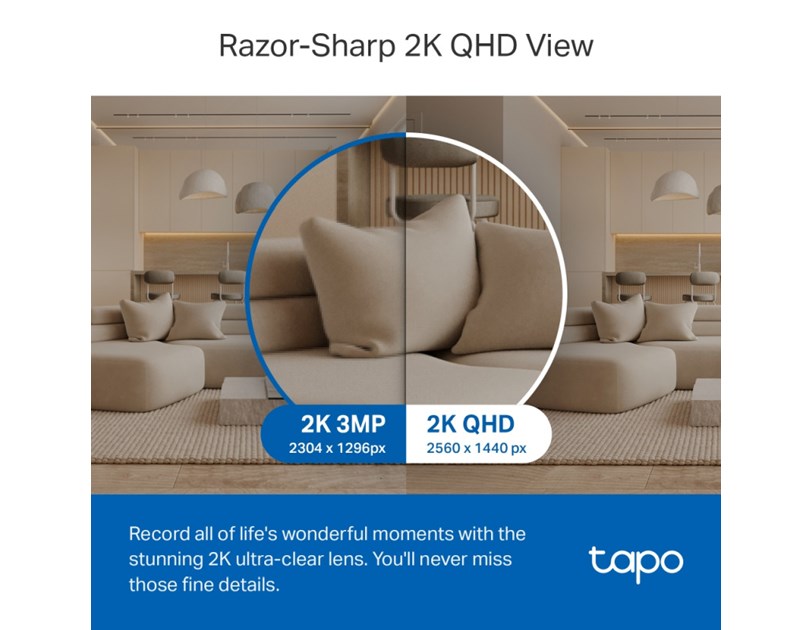 TP-Link Tapo C220 AI kamera 2K QHD, H.264, 360°/114° Pan/Tilt, Advanced Night Vision, microSD, dvosmjerni audio, AI detekcija pokreta, Wi-Fi, Tapo app