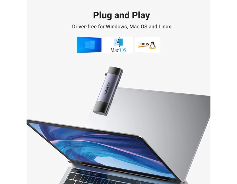 UGREEN čitač memorijskih kartica, TF/microSD/SD kartice, USB-C/USB-A