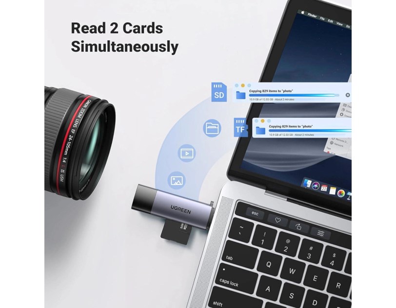 UGREEN čitač memorijskih kartica, TF/microSD/SD kartice, USB-C/USB-A