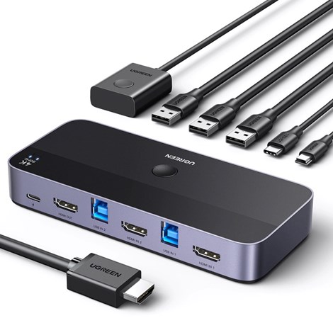 UGREEN KWM switch 3x HDMI, 2x USB-C, 3x USB-A,2x USB-B