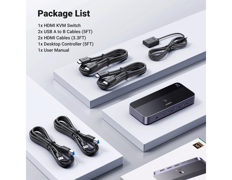 UGREEN KWM switch 3x HDMI, 2x USB-C, 3x USB-A,2x USB-B