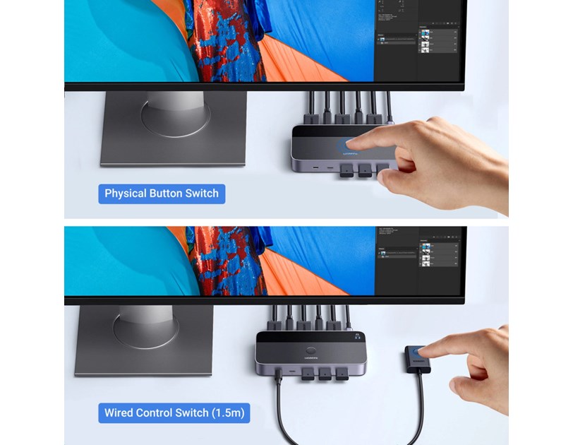 UGREEN KWM switch 3x HDMI, 2x USB-C, 3x USB-A,2x USB-B