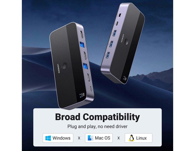 UGREEN KWM switch 3x HDMI, 2x USB-C, 3x USB-A,2x USB-B