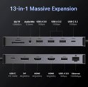 UGREEN 13-portni USB-C HUB 1xDP 4K60, 2xHDMI 4K60, 1xUSB-C PD 100W, 1xUSB-C, 4x USB-A, RJ45, 3.5mm, čitač kartica SD/TF
