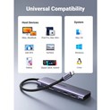 UGREEN 7-portni USB-C HUB 2xUSB-A, 1xUSB-C PD 100W, 1xUSB-C, 1xHDMI 4K, 1xSD, 1xTF, sivi