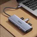 UGREEN 9-portni USB-C HUB 3xUSB-A,1xHDMI 4K 60, 1xVGA, 1xUSB-C PD 100W, 1xRJ45, 1xSD, 1xTF, sivi