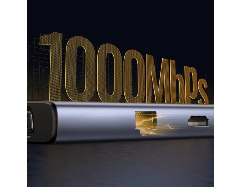 UGREEN 9-portni USB-C HUB 3xUSB-A,1xHDMI 4K 60, 1xVGA, 1xUSB-C PD 100W, 1xRJ45, 1xSD, 1xTF, sivi