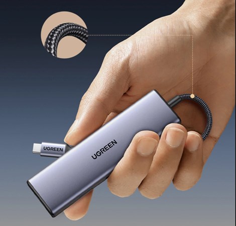 UGREEN 9-portni USB-C HUB 3xUSB-A,1xHDMI 4K 60, 1xVGA, 1xUSB-C PD 100W, 1xRJ45, 1xSD, 1xTF, sivi