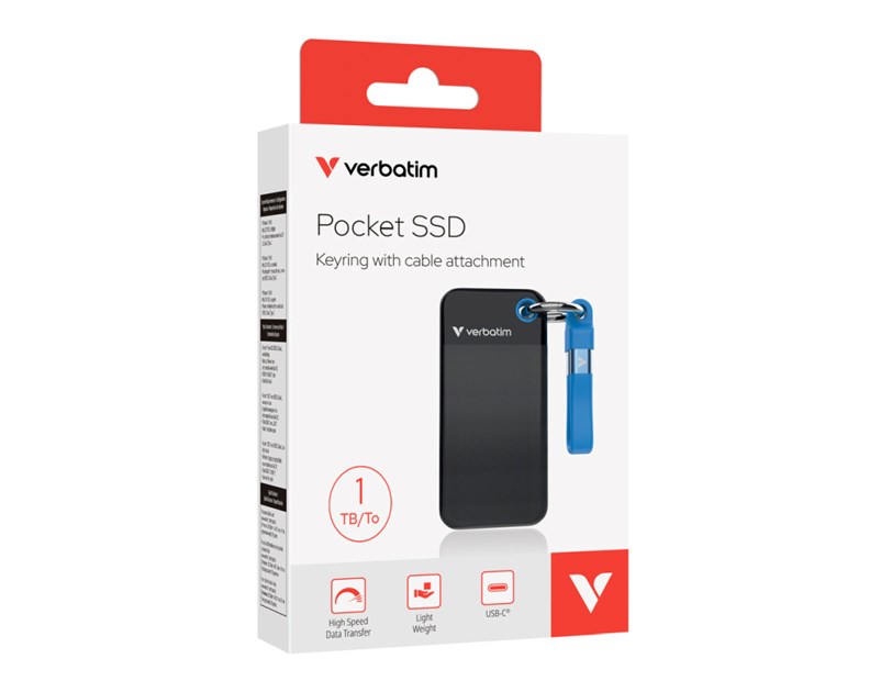 Verbatim Pocket 1TB SSD vanjski disk, USB 3.2 Gen2, Black/Blue