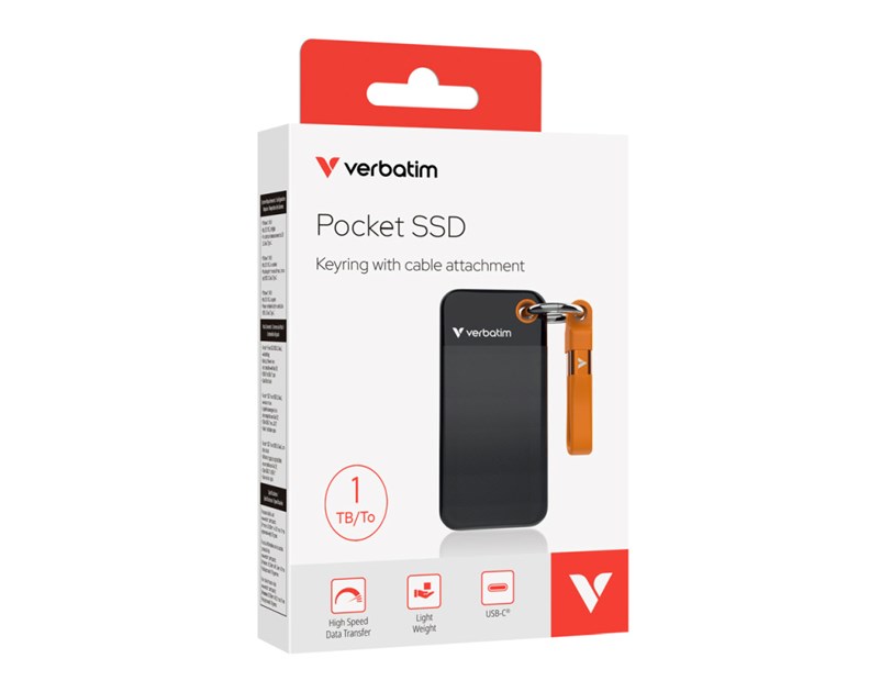 Verbatim Pocket 1TB SSD vanjski disk, USB 3.2 Gen2, Black/Orange