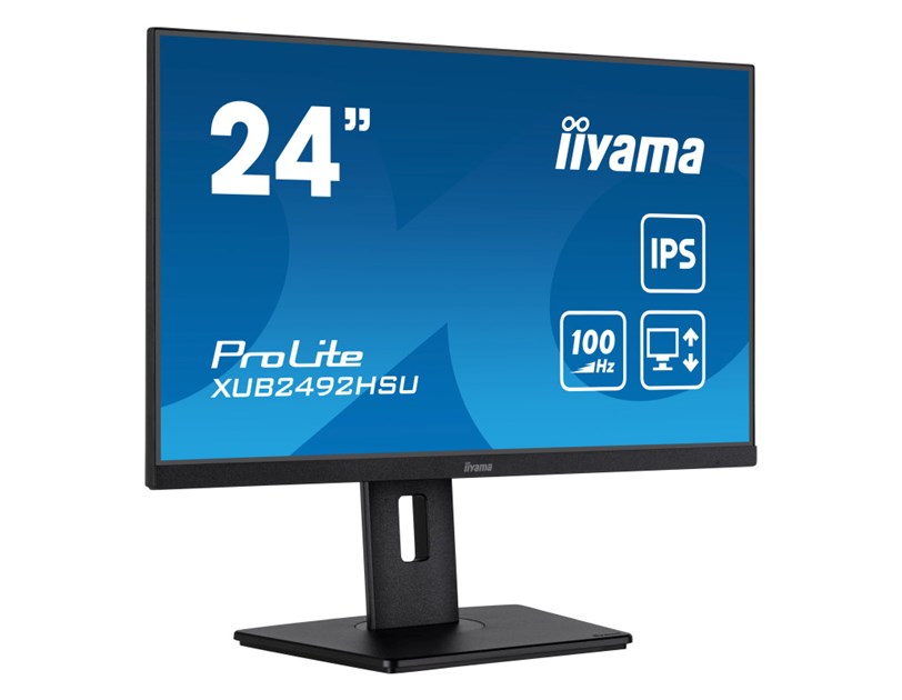 IIYAMA 24" XUB2492HSU-B6 FHD (1920×1080) IPS, 100Hz, 16:9, 0.4ms, 250 cd/m2, 1300:1, 1xHDMI/DP, 4×USB-A, Pivot, zvučnici, crni