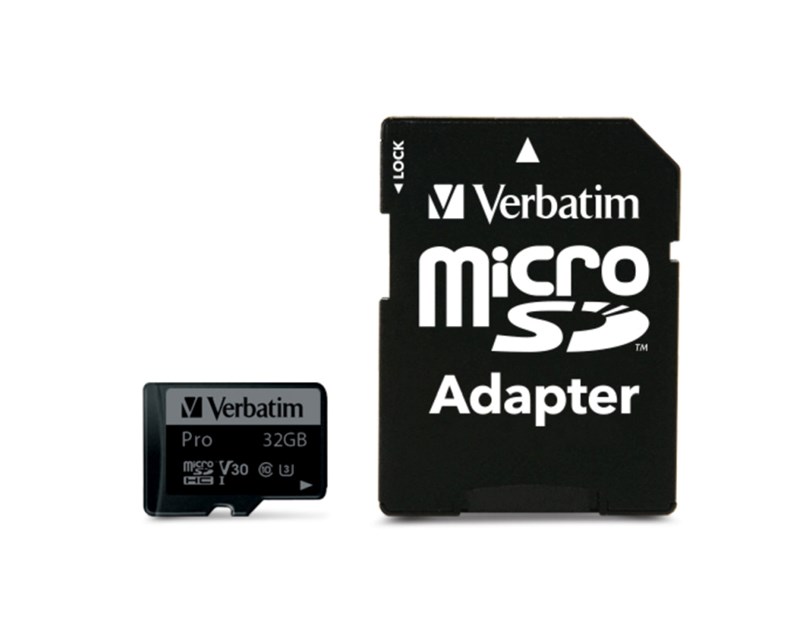 Verbatim memorijska kartica PRO Micro SDHC 32GB, U3, A2, V30, Class 10 Card + adapter