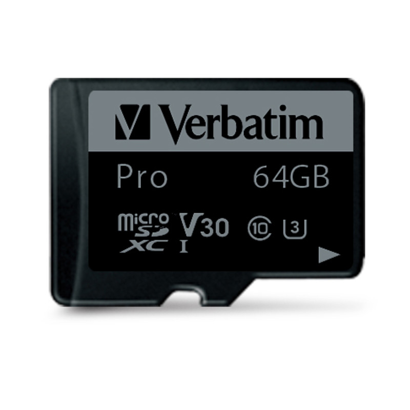 Verbatim memorijska kartica PRO Micro SDXC 64GB, U3, A2, V30, Class 10 Card + ad...