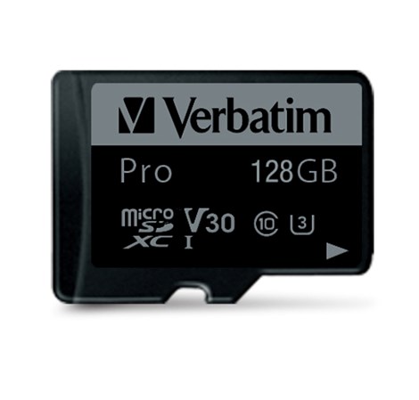 Verbatim memorijska kartica PRO Micro SDXC 128GB, U3, A2, V30, Class 10 Card + adapter