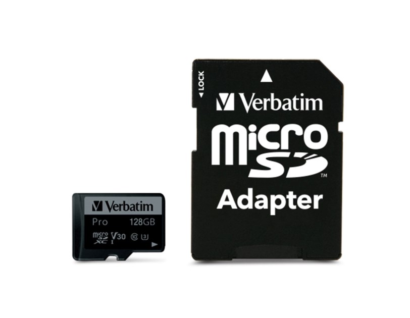 Verbatim memorijska kartica PRO Micro SDXC 128GB, U3, A2, V30, Class 10 Card + adapter