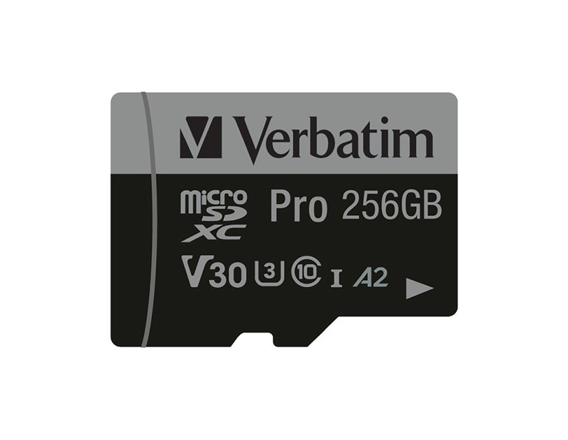Verbatim memorijska kartica PRO Micro SDXC 256GB, U3, A2, V30, Class 10 Card + adapter