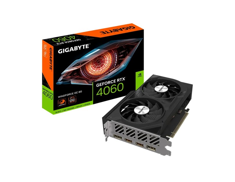 Gigabyte nVidia GeForce RTX 4060 WINDFORCE 8GB GDDR6, PCI-E 4.0, 128 bit, 2× HDMI, 2 x DP