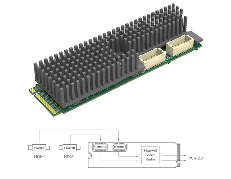 Magewell Eco Capture dual HDMI M.2, M.2 form factor 2-channel HDMI, Windows/Linux (11510)
