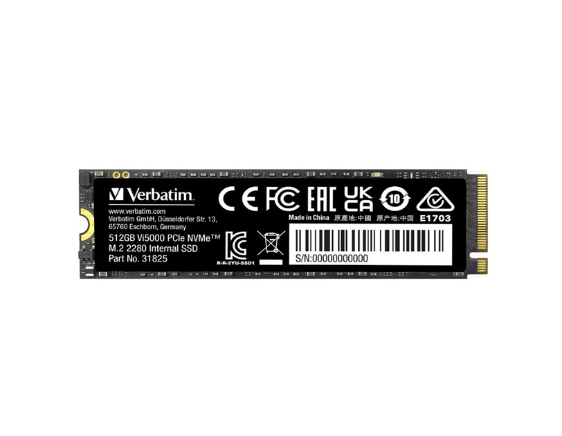 Verbatim Vi5000 512GB SSD PCIe NVMe M.2 2280 Gen4x4, R/W: 5000/4500MB/s