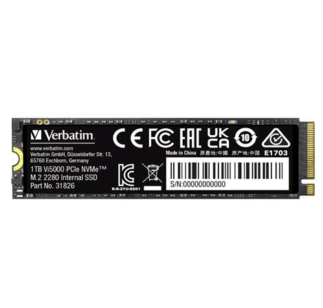 Verbatim Vi5000 1TB SSD PCIe NVMe M.2 2280 Gen4x4, R/W: 5000/4500MB/s