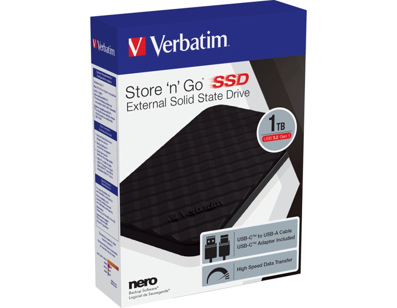 Verbatim Store 'n' Go 1TB SSD vanjski disk USB 3.2 Gen1 (Type-C), 2.5", crni