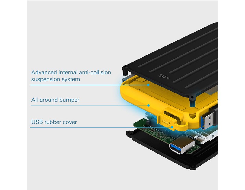 Silicon Power ARMOR A66 1TB vanjski HDD disk 2.5" USB 3.2 Gen1, MIL-STD 810H, shockproof, IPX4, crni