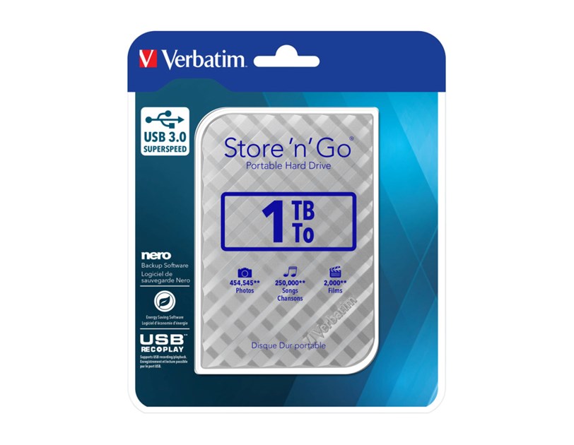 Verbatim 2.5" Store'n'Go 1TB vanjski HDD, USB3.0 Gen2, srebrni