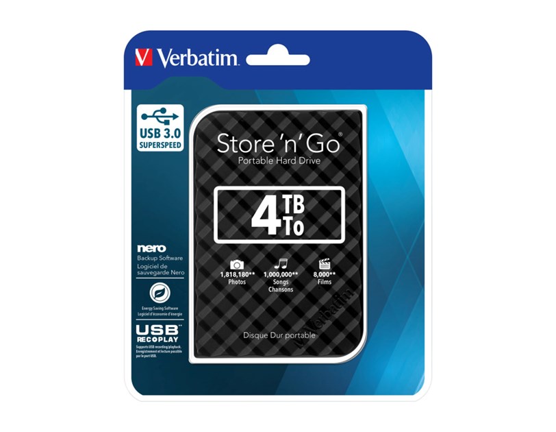 Verbatim 2.5" Store'n'Go 4TB vanjski HDD, USB3.0 Gen2, crni