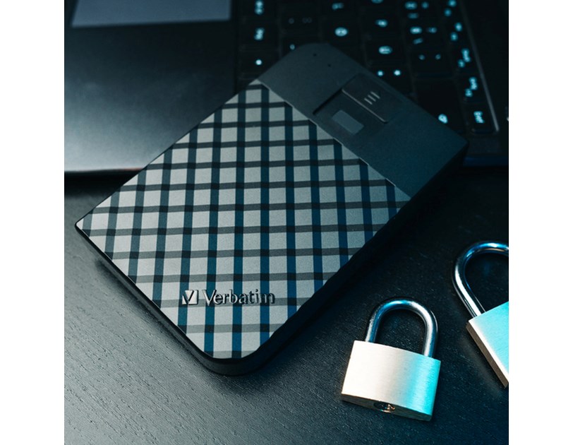 Verbatim 2.5" Fingerprint Secure Portable 2TB HDD USB3.1 Gen1, AES 256-bit hardware enkripcija, zaštita pristupa otiskom prsta