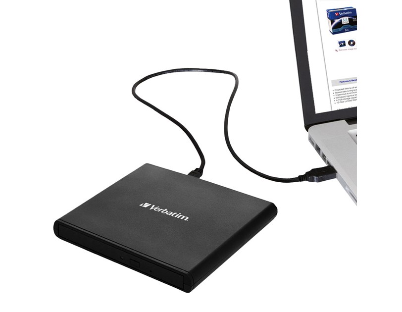 Verbatim Slimline CD/DVD vanjski snimač, M-Disc kompatibilan, USB2.0, crni 
