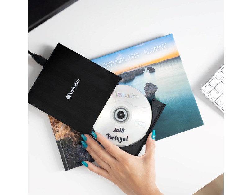 Verbatim Slimline CD/DVD vanjski snimač, M-Disc kompatibilan, USB2.0, crni 