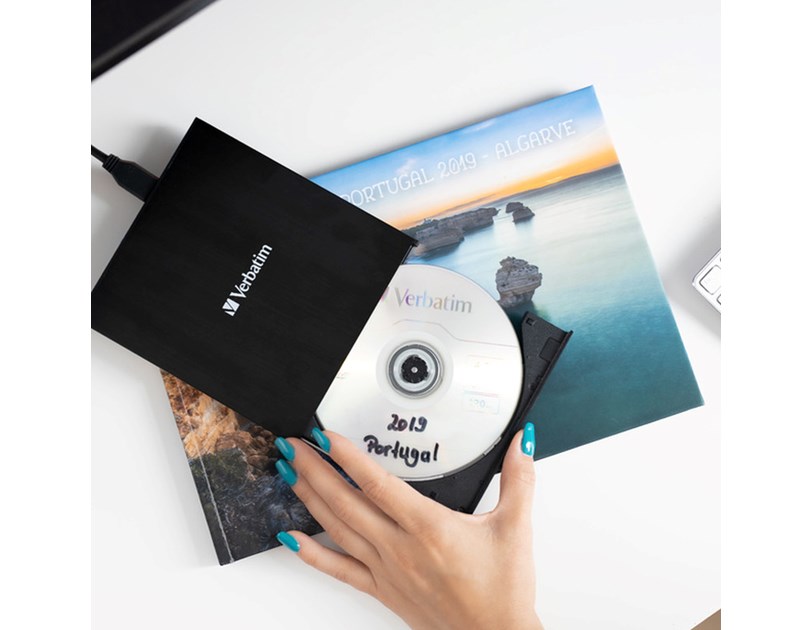 Verbatim CD/DVD Slimline vanjski snimač, M-Disc kompatibilan, USB3.2/USB-C, crni