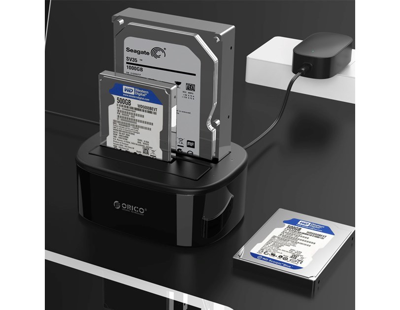 Orico Docking stanica 2×2.5"/3.5" SATA HDD, funkcija kloniranja, USB-A 3.0 (ORICO-6228US3-C-EU-BK-BP)