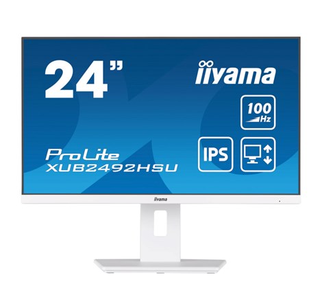 IIYAMA 24" XUB2492HSU-W6 FHD (1920×1080) IPS, 100Hz, 16:9, 0.4ms, 250 cd/m2, 1300:1, 1xHDMI/DP, 4×USB-A, Pivot, zvučnici, bijeli