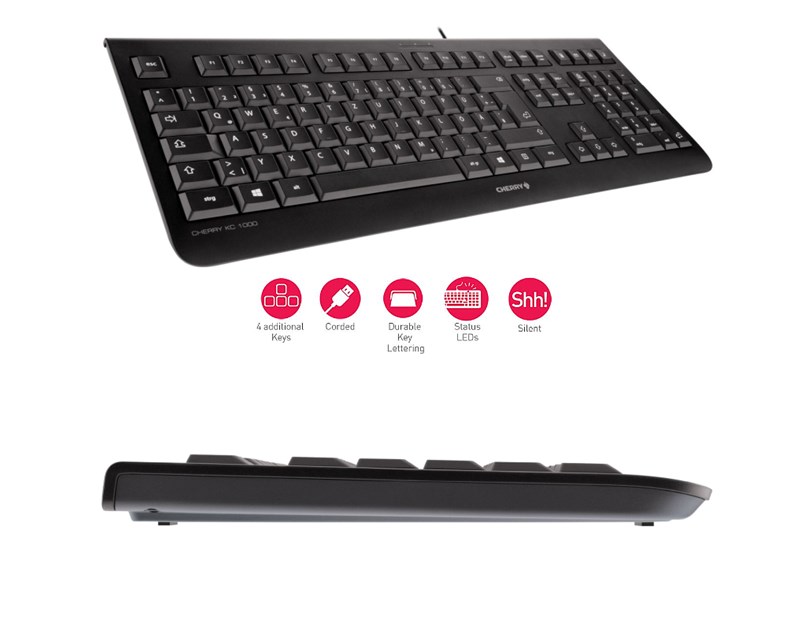 Cherry KC 1000 tipkovnica, USB, crna
