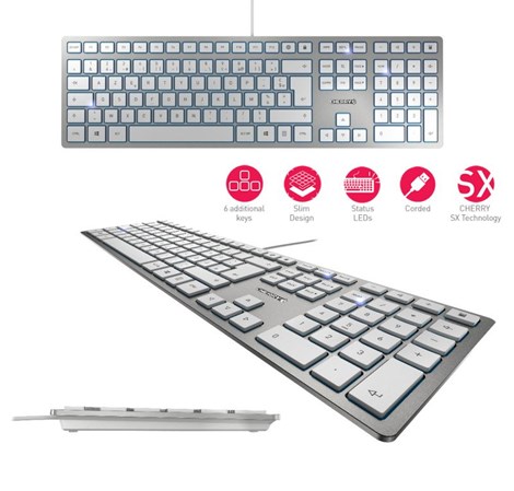 Cherry KC 6000 Slim tipkovnica, USB, bijela/srebrna