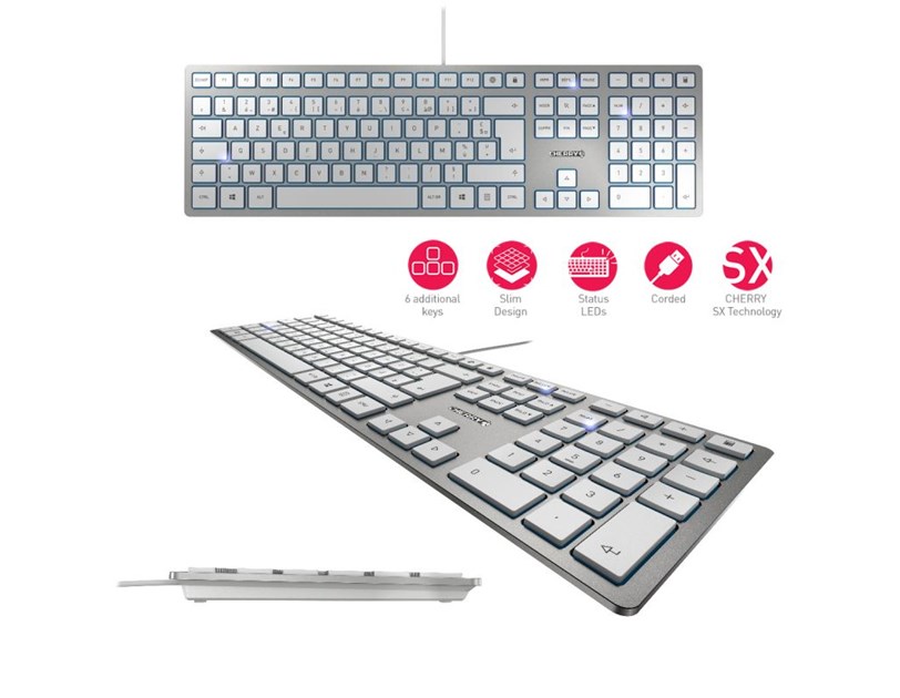 Cherry KC 6000 Slim tipkovnica, USB, bijela/srebrna
