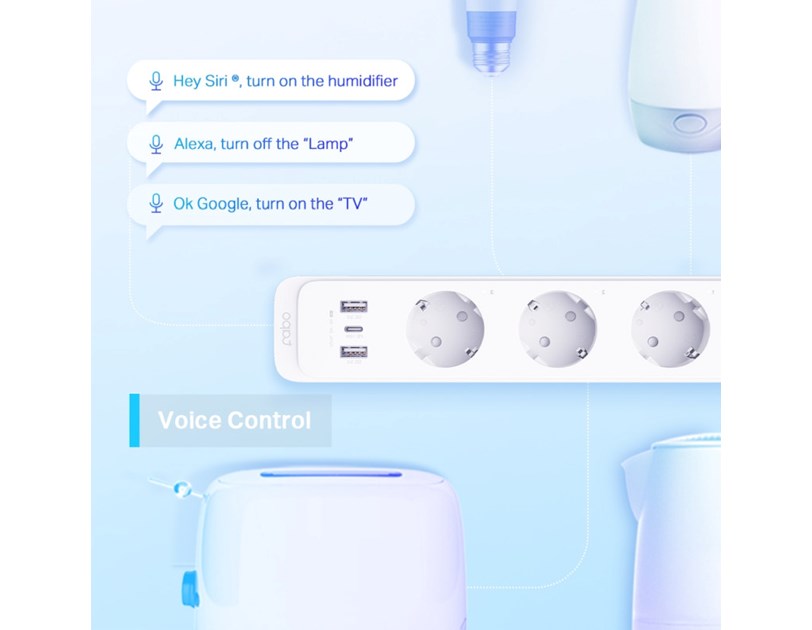 TP-Link Tapo P300 WiFi Smart multi utičnica, 3×strujna utičnica, 2×USB-A, 1×USB-C, QC3.0 18W punjač, Tapo app, Wi-Fi kontrola, Timer/Schedule postavke, Glasovna kotrola Amazon Alexa/Google Assistant