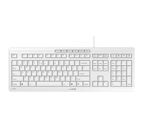 Cherry Stream tiha vodootporna tipkovnica, USB, bijelo/siva