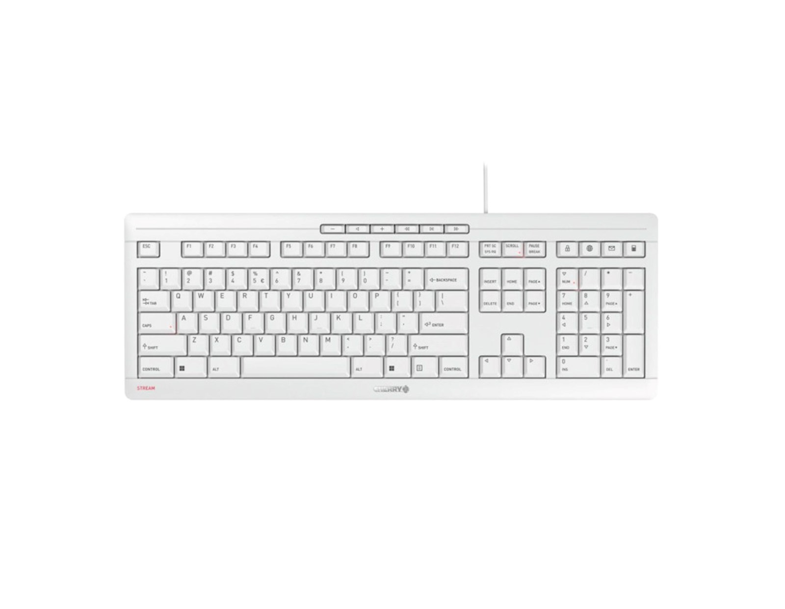 Cherry Stream tiha vodootporna tipkovnica, USB, bijelo/siva