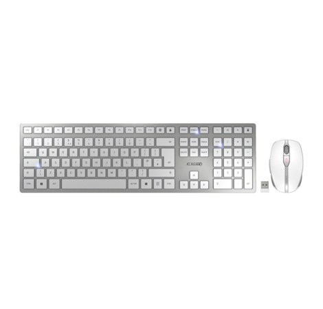Cherry DW 9100 Slim bežična/BT tipkovnica + miš, AES-128 enkripcija, bijelo/siva