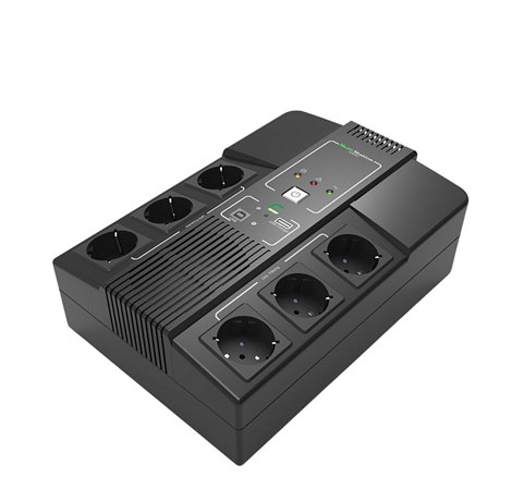 Elsist UPS Multistation 1000VA/600W,  Line-Interactive, discharge, overcharging, overload protection, 6×Schuko, USB×2, 1x9Ah, 5min. autonomija