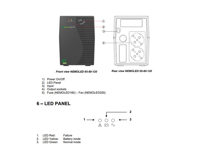 Elsist UPS NemoLED 80 800VA/360W, Line-Interactive, 2×Schuko, 1×7Ah, 10min. autonomija